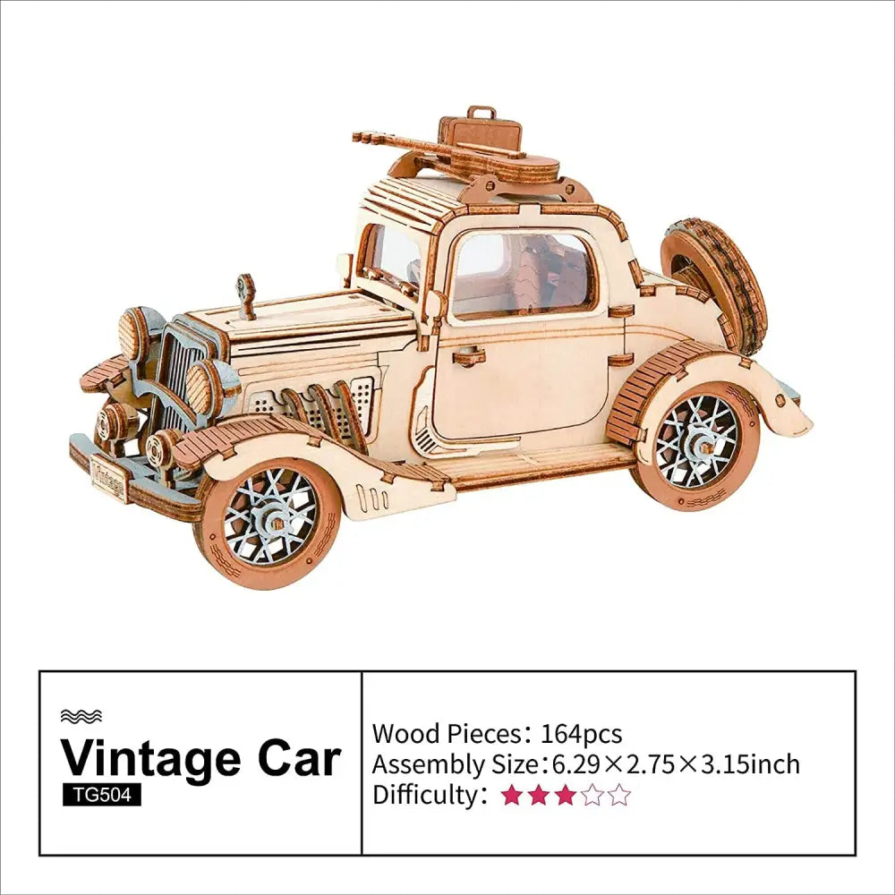 Robotime Rolife Vintage Car and Tramcar Model 3D Wooden Puzzle - LauBelle Brand