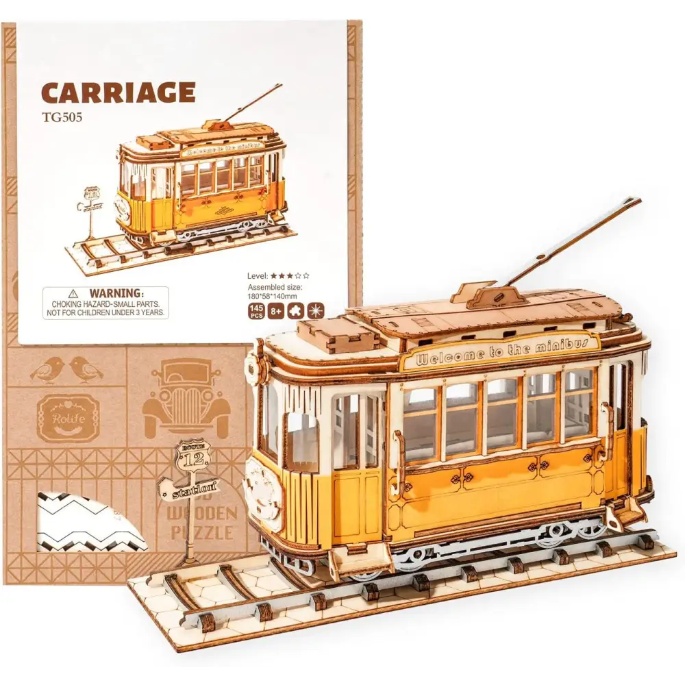 Robotime Rolife Vintage Car and Tramcar Model 3D Wooden Puzzle - LauBelle Brand
