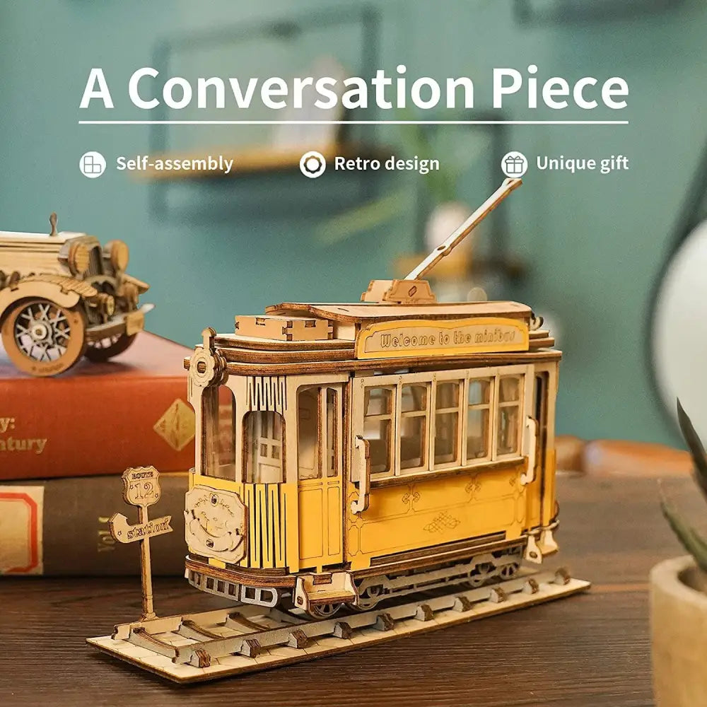 Robotime Rolife Vintage Car and Tramcar Model 3D Wooden Puzzle - LauBelle Brand