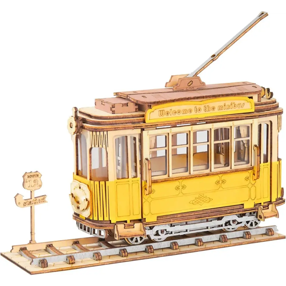 Robotime Rolife Vintage Car and Tramcar Model 3D Wooden Puzzle - LauBelle