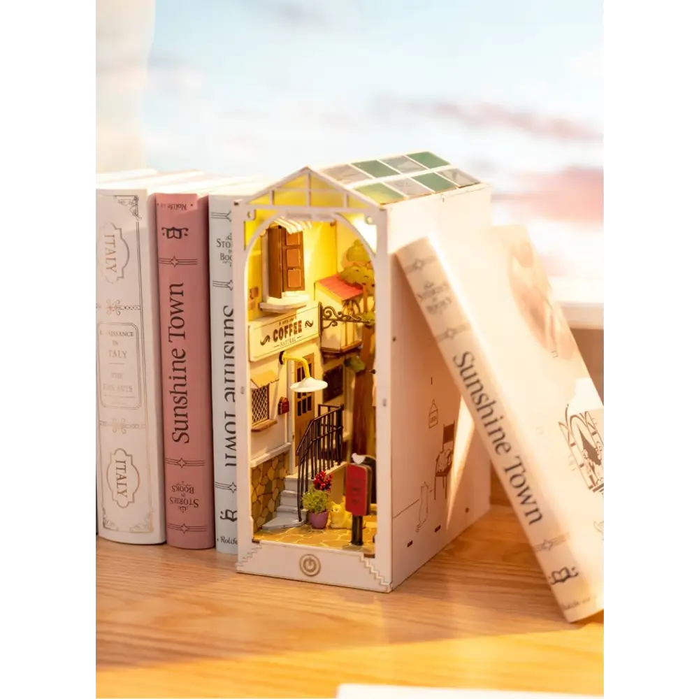 Robotime Rolife Book Nook Series 3D Puzzles – 7 DIY Wooden Miniature House Kits with LED, Creative Bookshelf Insert Diorama Decoration - LauBelle