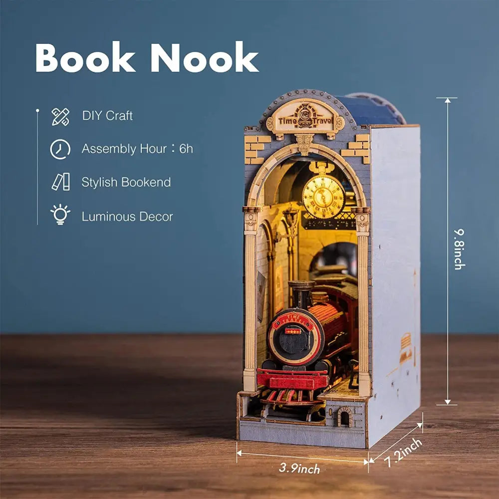 Robotime Rolife Book Nook Series 3D Puzzles – 7 DIY Wooden Miniature House Kits with LED, Creative Bookshelf Insert Diorama Decoration - LauBelle Brand