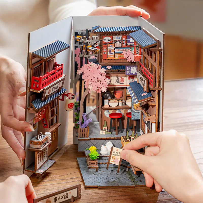ROBOTIME 3D puzzle Sakura Wine Alley Nighttime Izakaya Ambience 249 pieces - LauBelle Brand