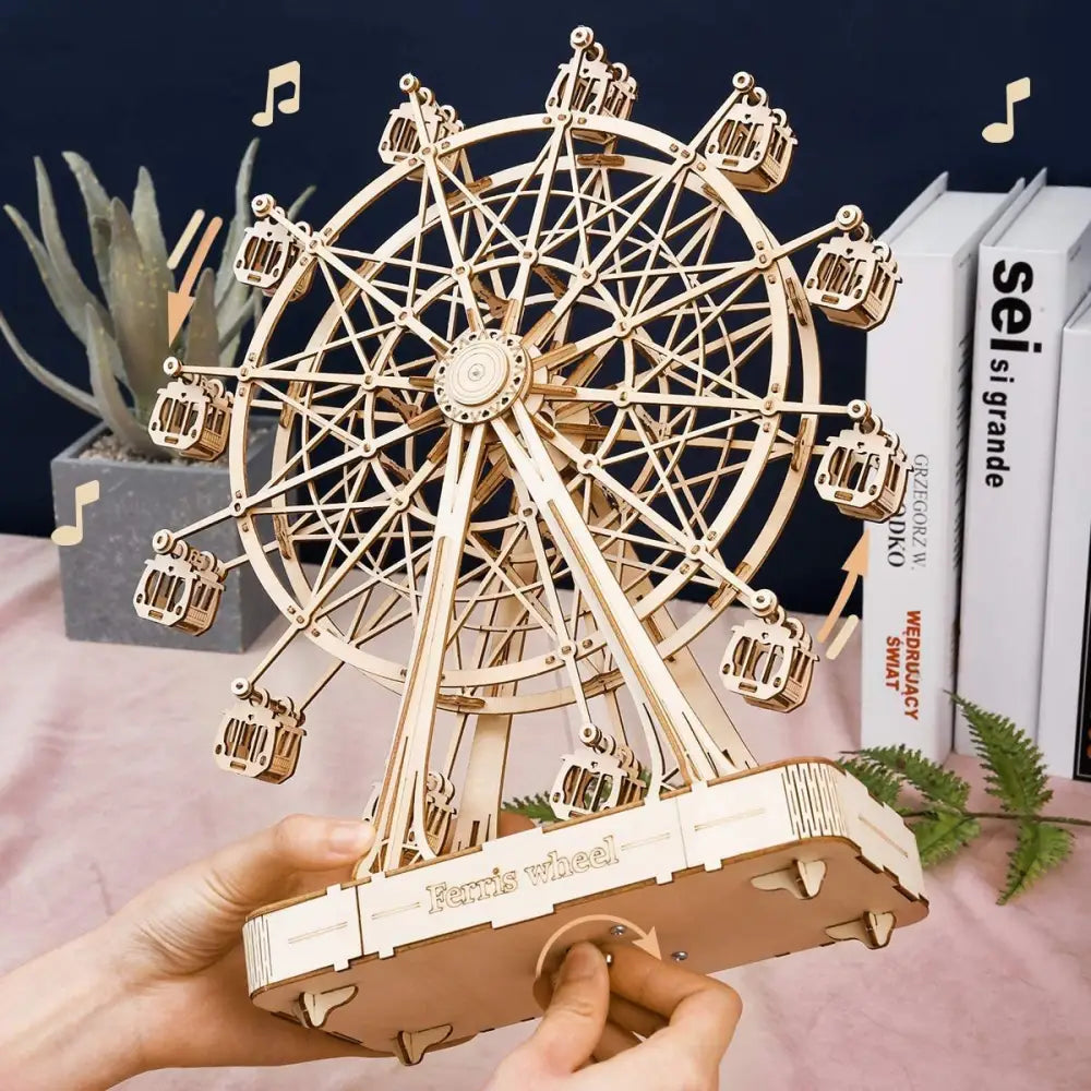 Robotime DIY Wooden Rotatable Ferris Wheel Model With Playing Music - LauBelle Brand