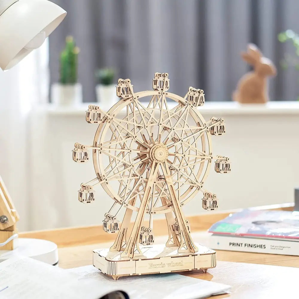 Robotime DIY Wooden Rotatable Ferris Wheel Model With Playing Music - LauBelle Brand