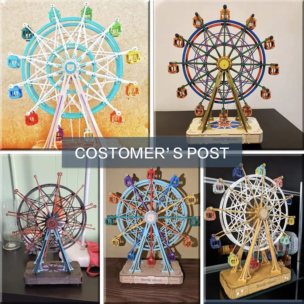 Robotime DIY Wooden Rotatable Ferris Wheel Model With Playing Music - LauBelle