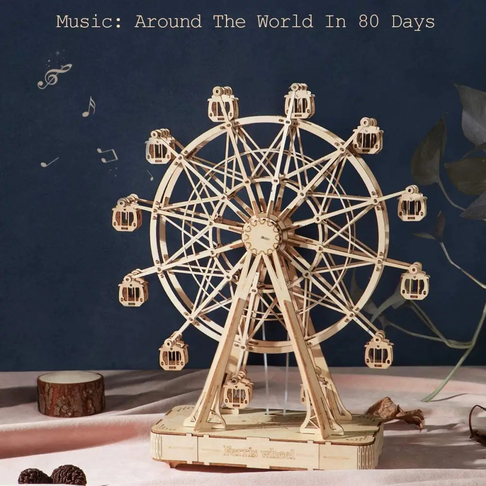 Robotime DIY Wooden Rotatable Ferris Wheel Model With Playing Music - LauBelle
