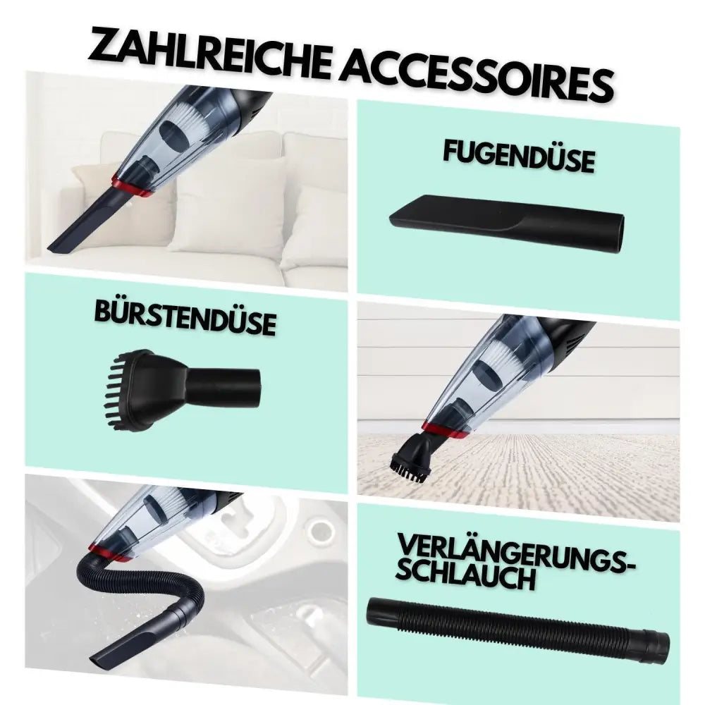 Compact cordless vacuum cleaner with 95,000 Pa suction power and HEPA filter - LauBelle