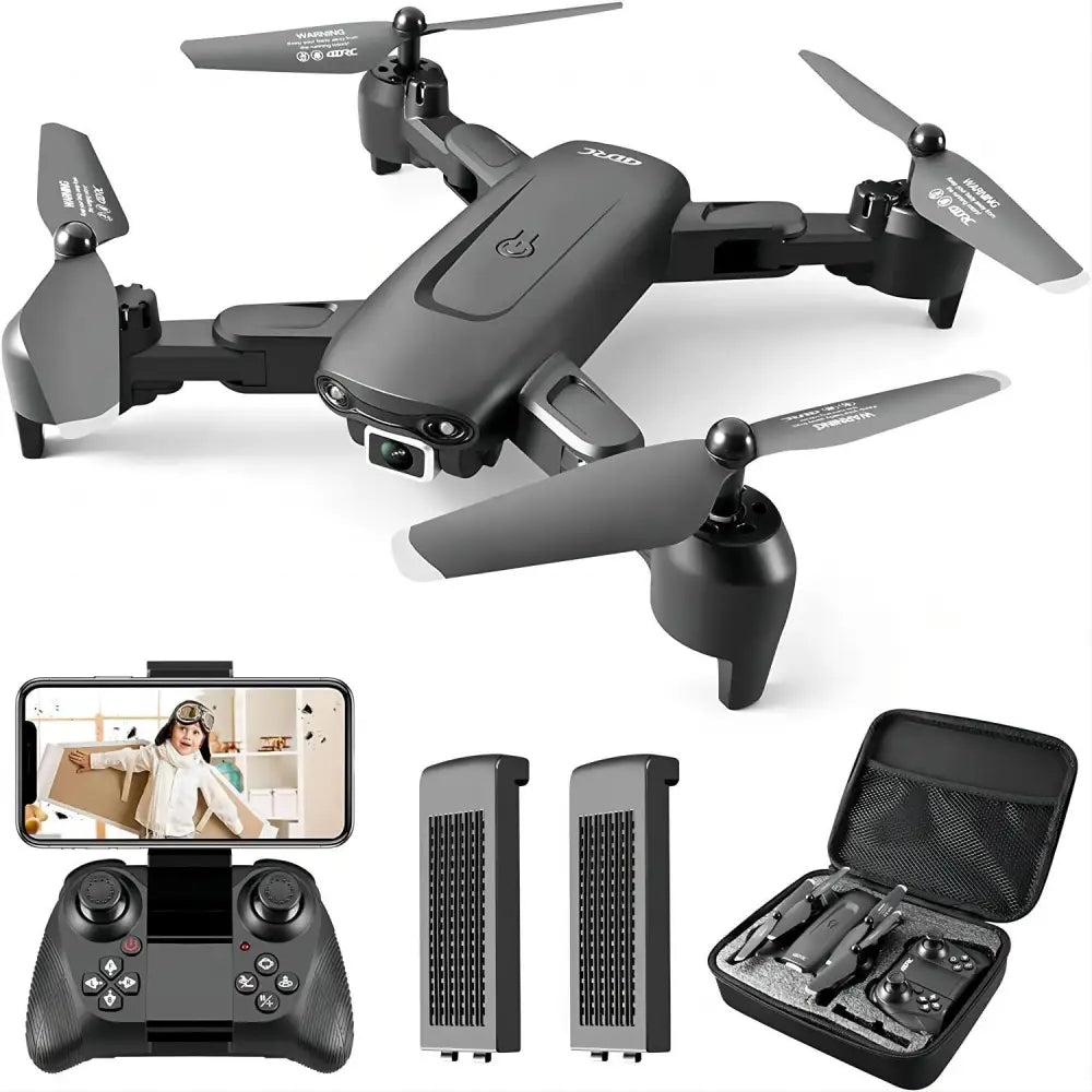 DRC V12 Drone – 4K HD Wide-Angle Dual Camera, Foldable Portable RC Quadcopter with WiFi FPV & Altitude Hold - LauBelle