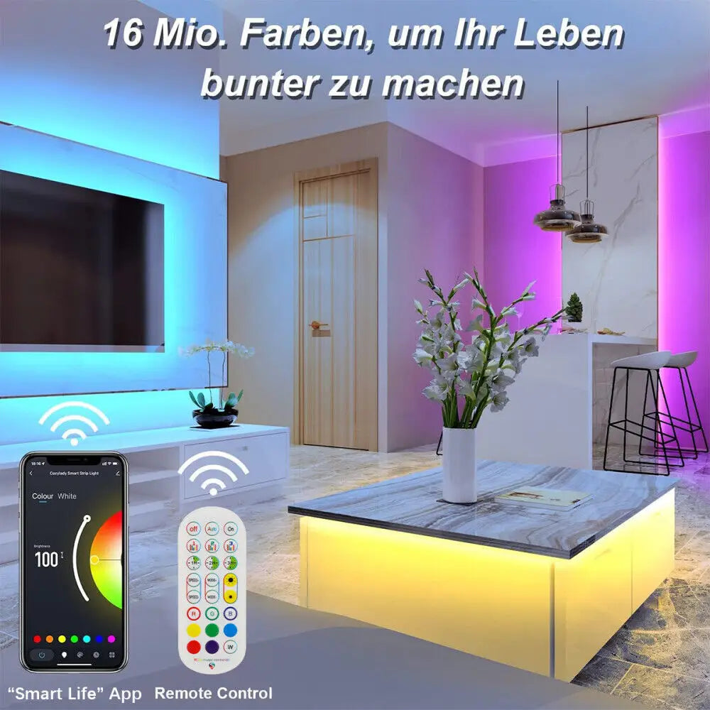 5M RGB Neon LED Strip Light – Flexible Diffused Dimmable LED Tube with WiFi App Control - LauBelle Brand