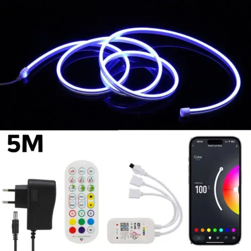 5M RGB Neon LED Strip Light – Flexible Diffused Dimmable LED Tube with WiFi App Control - LauBelle Brand
