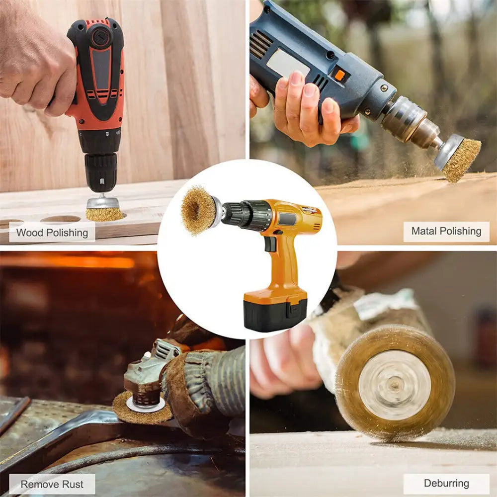 Steel Wire Grinding Brush Set 9 Pieces for Rust and Paint Removal - LauBelle