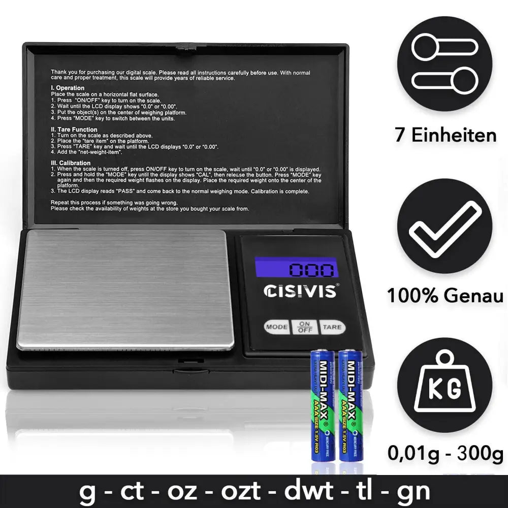 Retractable Folding Digital Scale 300g / 0.01g Precision - LauBelle Brand