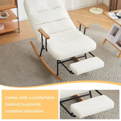 Comfortable Rocking Recliner Chair – 100cm High, 58cm Wide Seat, Gravity Adjustment, Manual Footrest, Stable Anti-Slip Lounger - LauBelle Brand