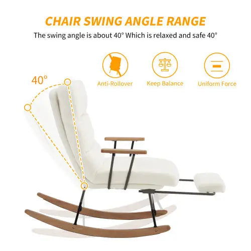 Comfortable Rocking Recliner Chair – 100cm High, 58cm Wide Seat, Gravity Adjustment, Manual Footrest, Stable Anti-Slip Lounger - LauBelle Brand