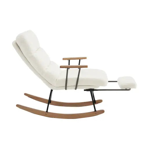 Comfortable Rocking Recliner Chair – 100cm High, 58cm Wide Seat, Gravity Adjustment, Manual Footrest, Stable Anti-Slip Lounger - LauBelle Brand