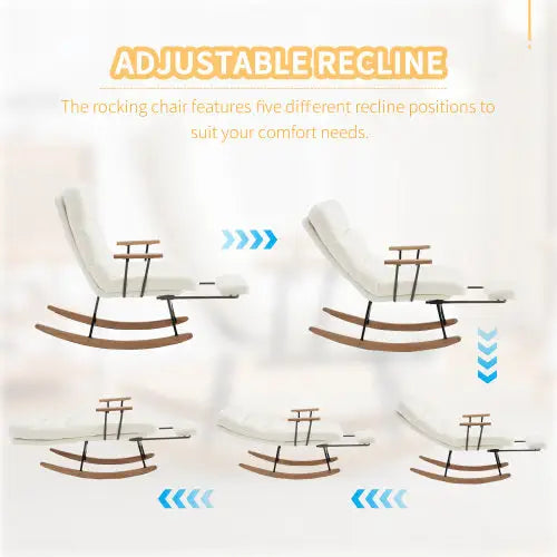 Comfortable Rocking Recliner Chair – 100cm High, 58cm Wide Seat, Gravity Adjustment, Manual Footrest, Stable Anti-Slip Lounger - LauBelle Brand