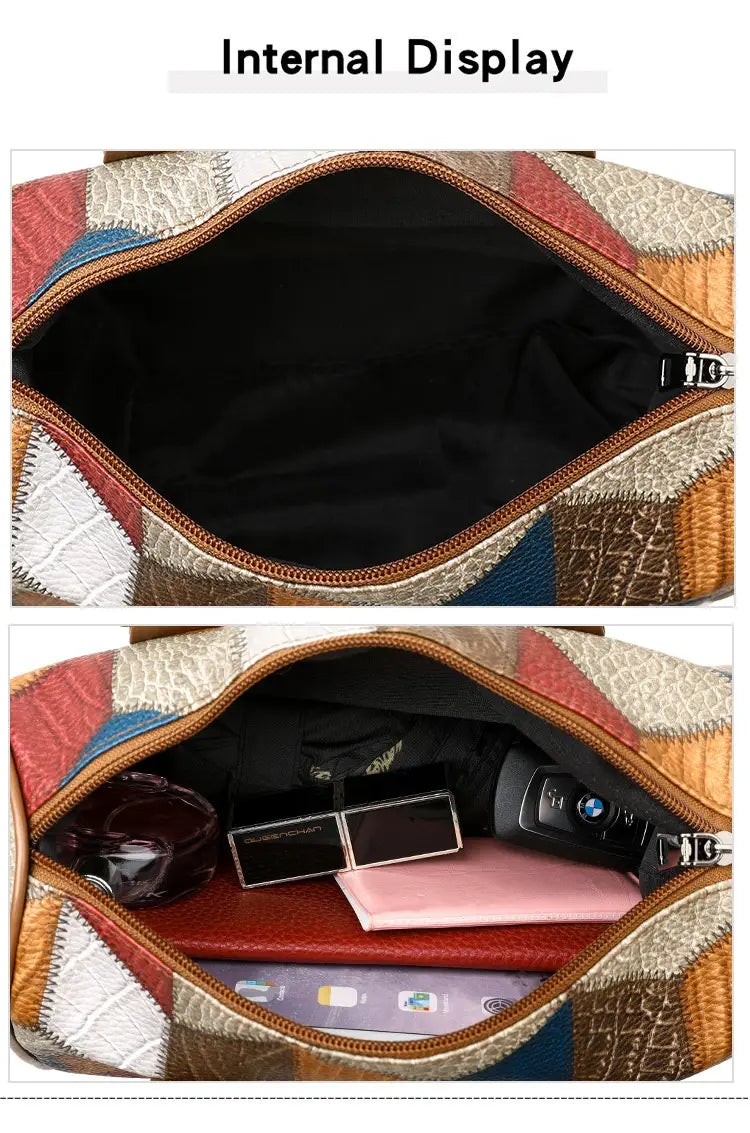 Zwarte en bruine PU Rhombus cilinder crossbody koffer