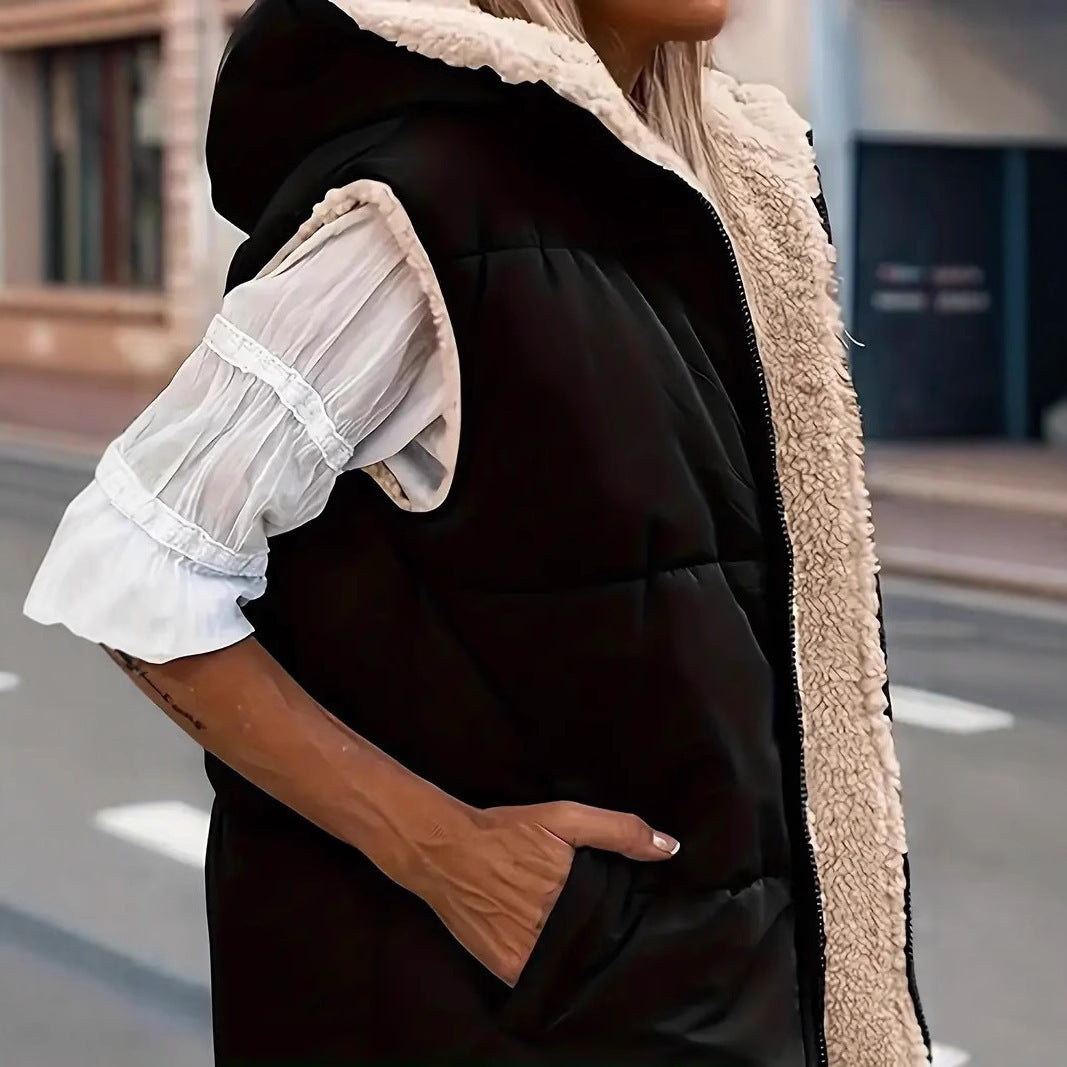 Reversible Chic Slim Hooded Cardigan Vest - LauBelle Brand