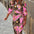 Chic Print Belted Slim Shirt Dress—3/4 Sleeve Lapel - LauBelle Brand