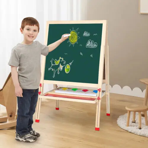 Doppelseitige Magnettafel aus Holz für Kinder 3 bis 15 Jahre
