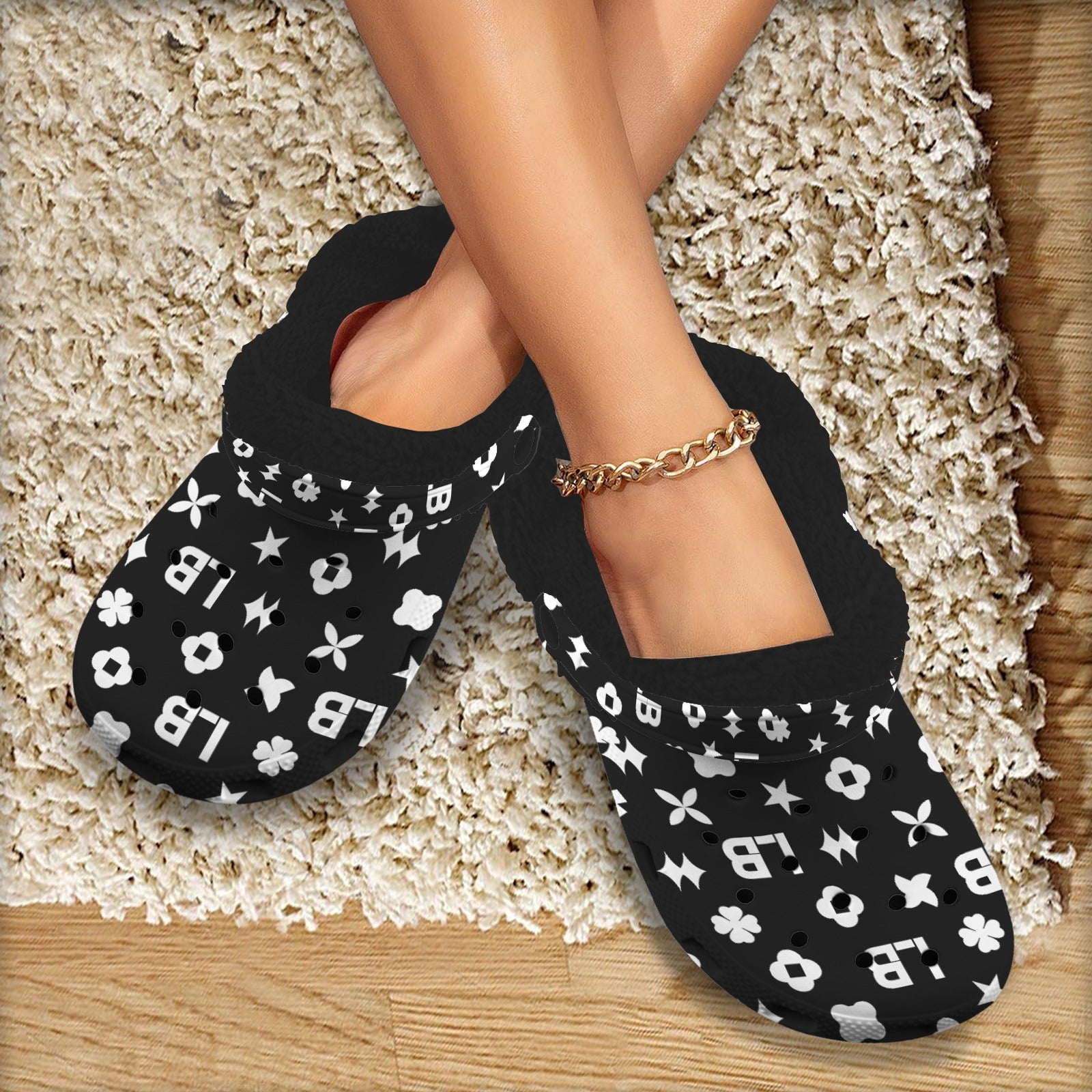 Custom Print Fleece Lined Adults Clogs - LauBelle Brand