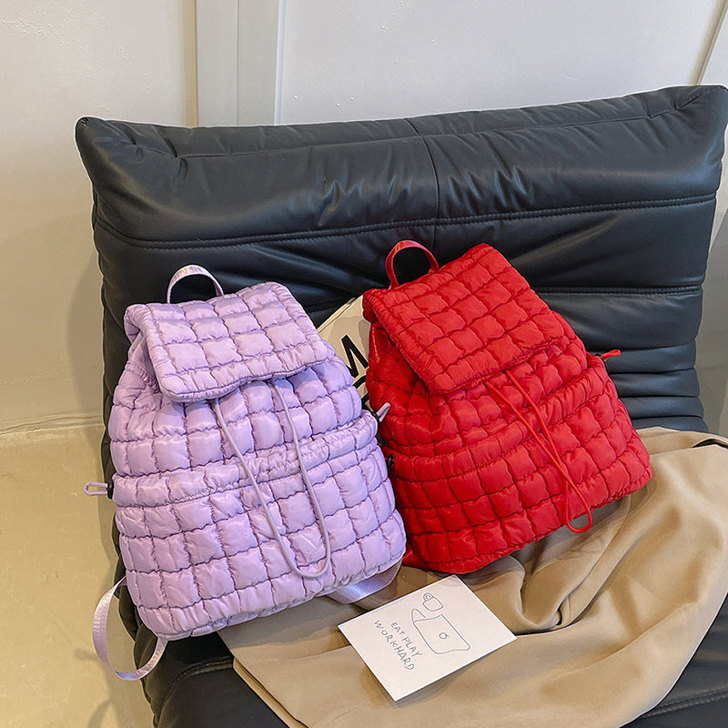 CandyColor Puffy Quilted Women’s Travel Backpack - LauBelle Brand