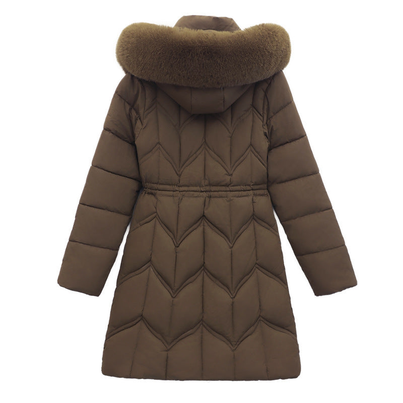 Arctic Luxe: Mid-Length Fur Collar Cotton Coat - LauBelle Brand