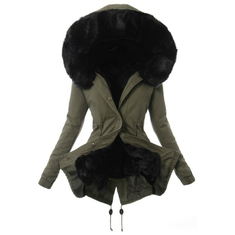 Cozy Luxe Fur-Collar Hooded Cotton-Padded Jacket - LauBelle Brand