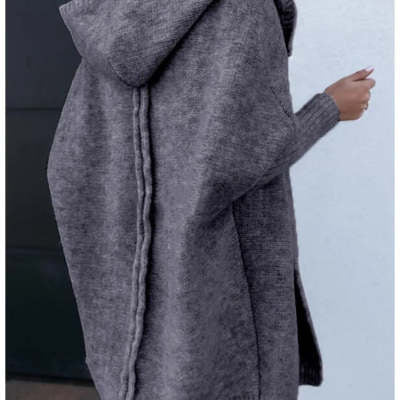 Chic Bat Sleeve Oversized Hooded Cardigan Sweater - LauBelle Brand