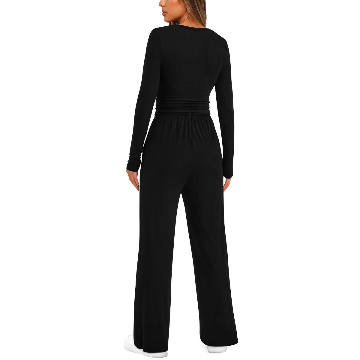 Chic Autumn 2-Piece Set: Long Sleeve Top & Wide Pants - LauBelle Brand