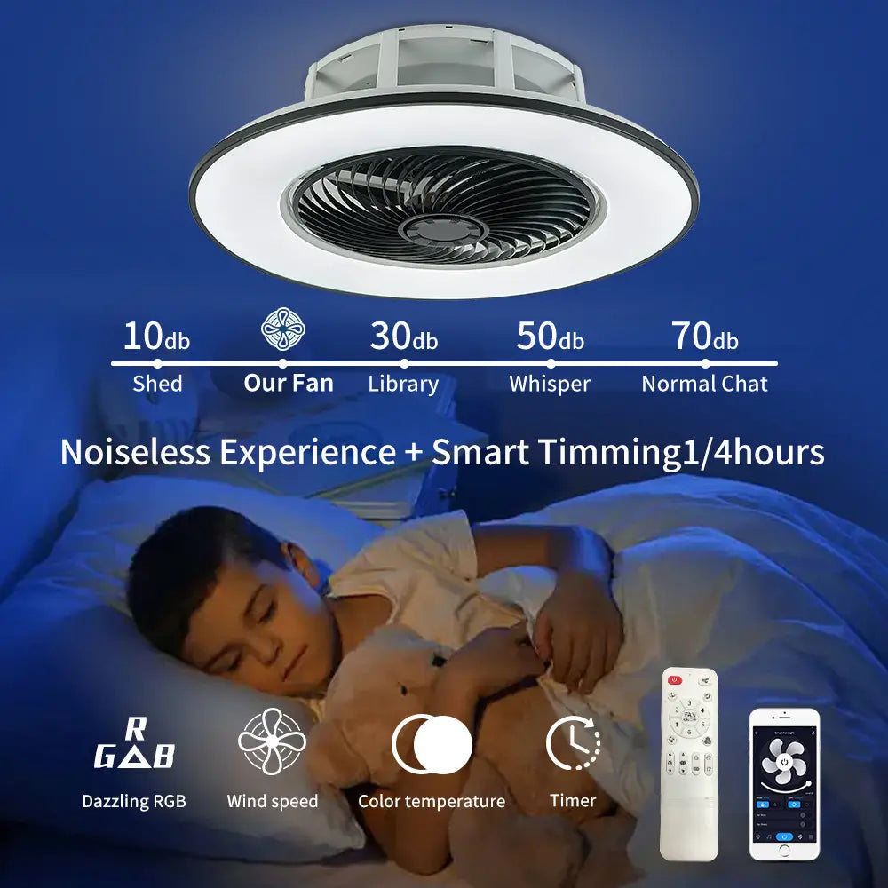 Black 36W Ceiling Fan Light with Remote Control and Dimmable LED