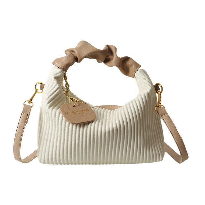 Cloud Chic: Pleated PU Leather Crossbody Tote Bag - LauBelle