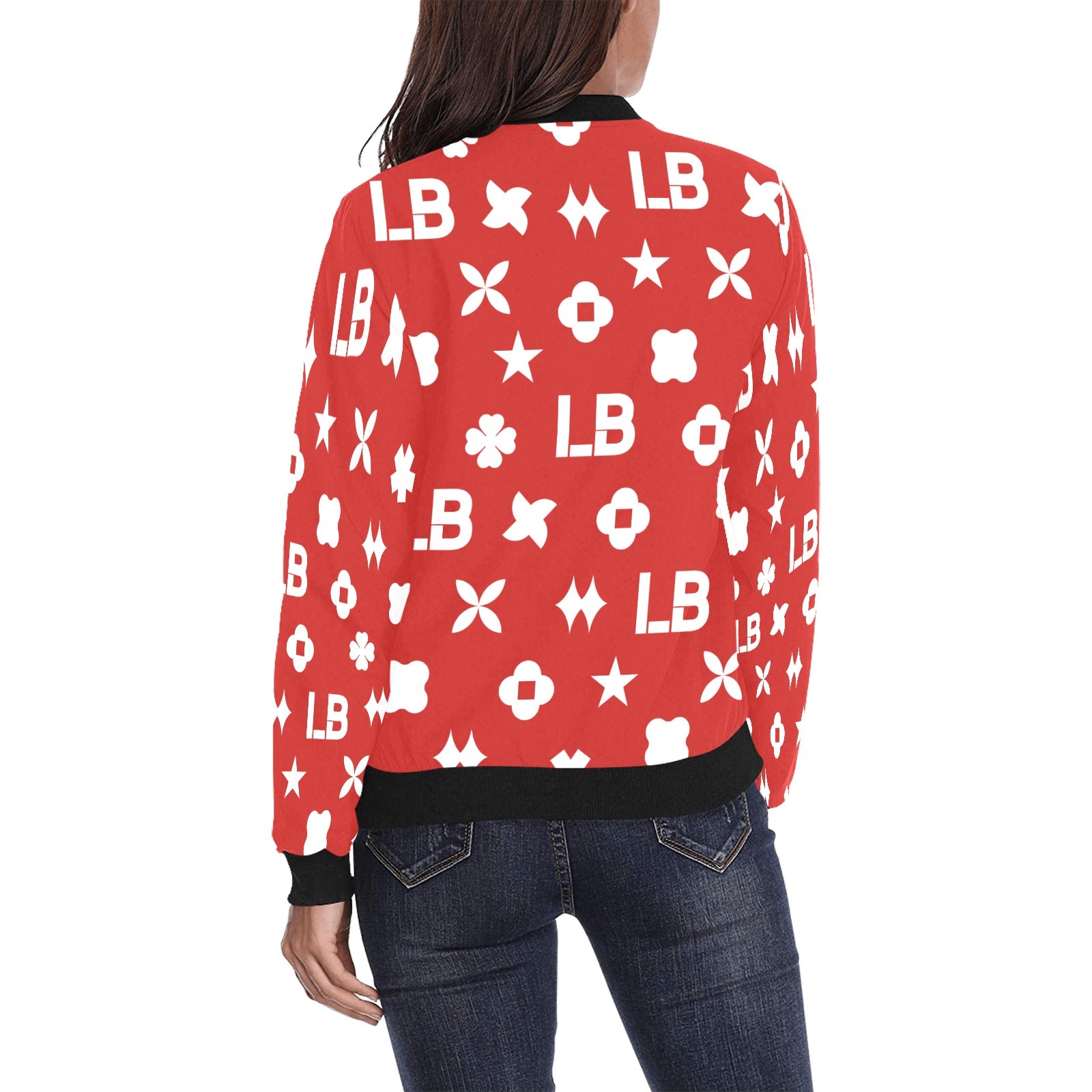 Women's All Over Print Bomber Jacket(Model H36) - LauBelle Brand
