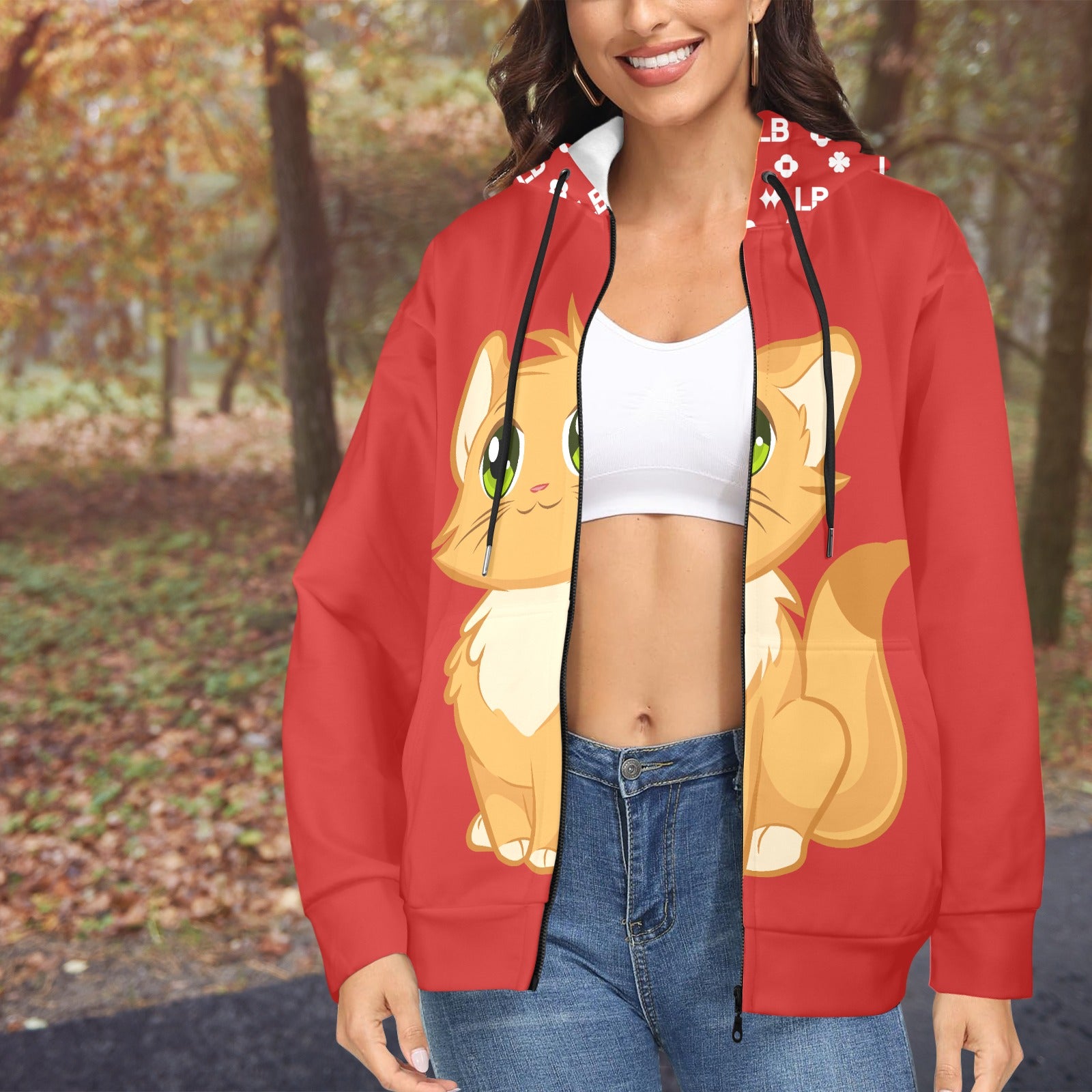 LauBelle - Women's Fleece Full-Zip Hoodie - Red - LauBelle Brand