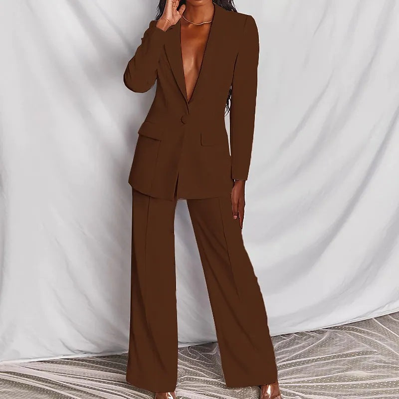 Elegance Duo: Spring Blazer & Pants Set for Women - LauBelle Brand