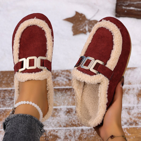 CozyLuxe Women's Lamb Wool Closed Toe Fluffy Slippers - LauBelle