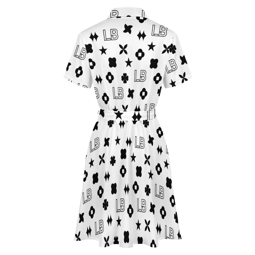 LauBelle - Women's short-sleeved collared shirt dress - White - LauBelle Brand