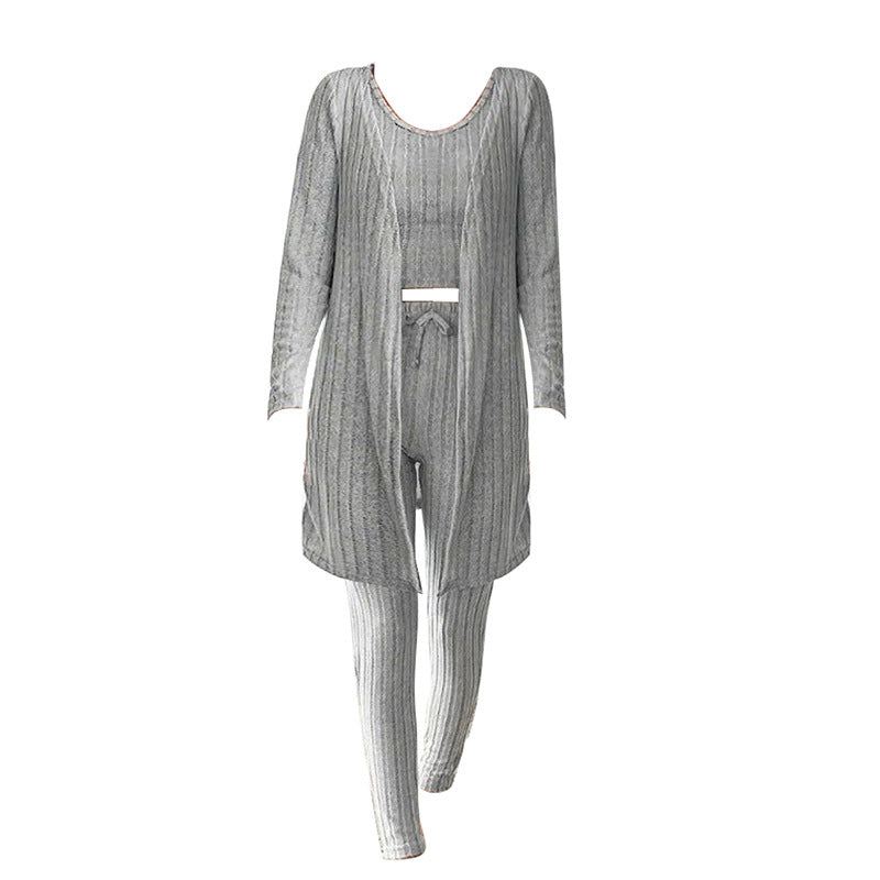 Sunken Stripe Chic 3-Piece Women's Casual Set - LauBelle