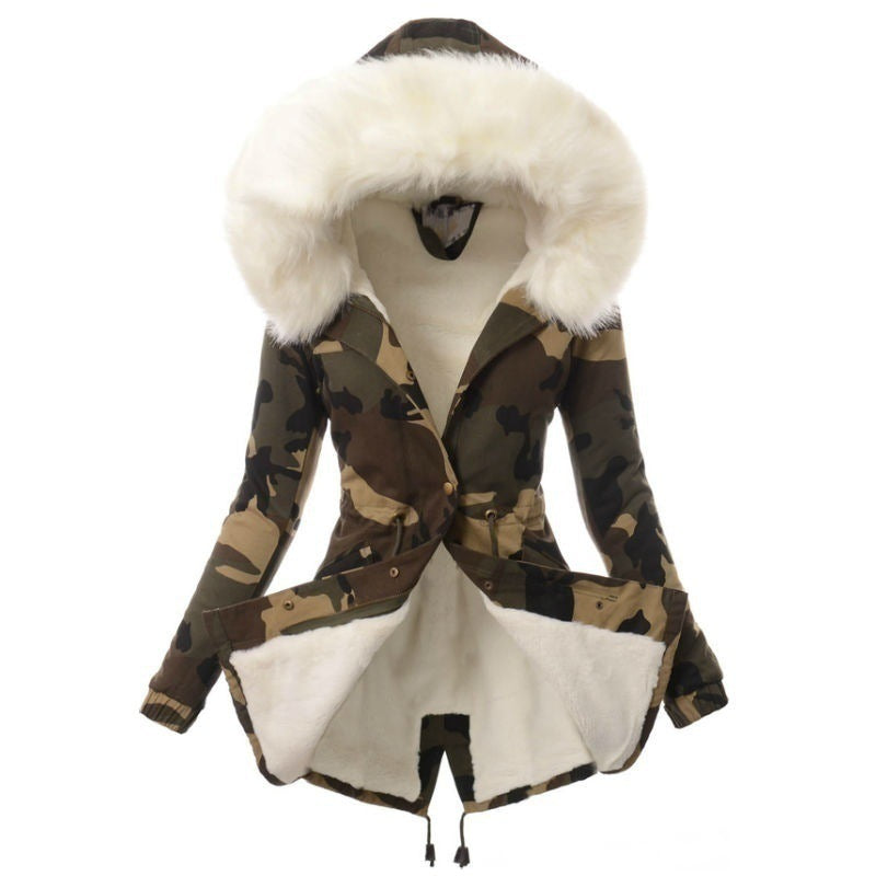 Cozy Luxe Fur-Collar Hooded Cotton-Padded Jacket - LauBelle Brand