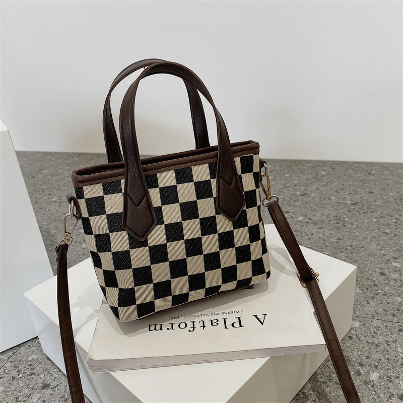 Chic Houndstooth Checkerboard Shoulder Tote for Women - LauBelle Brand