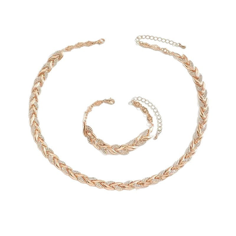 Willow Luxe: Women's Diamond Leaf Bracelet Necklace - LauBelle Brand