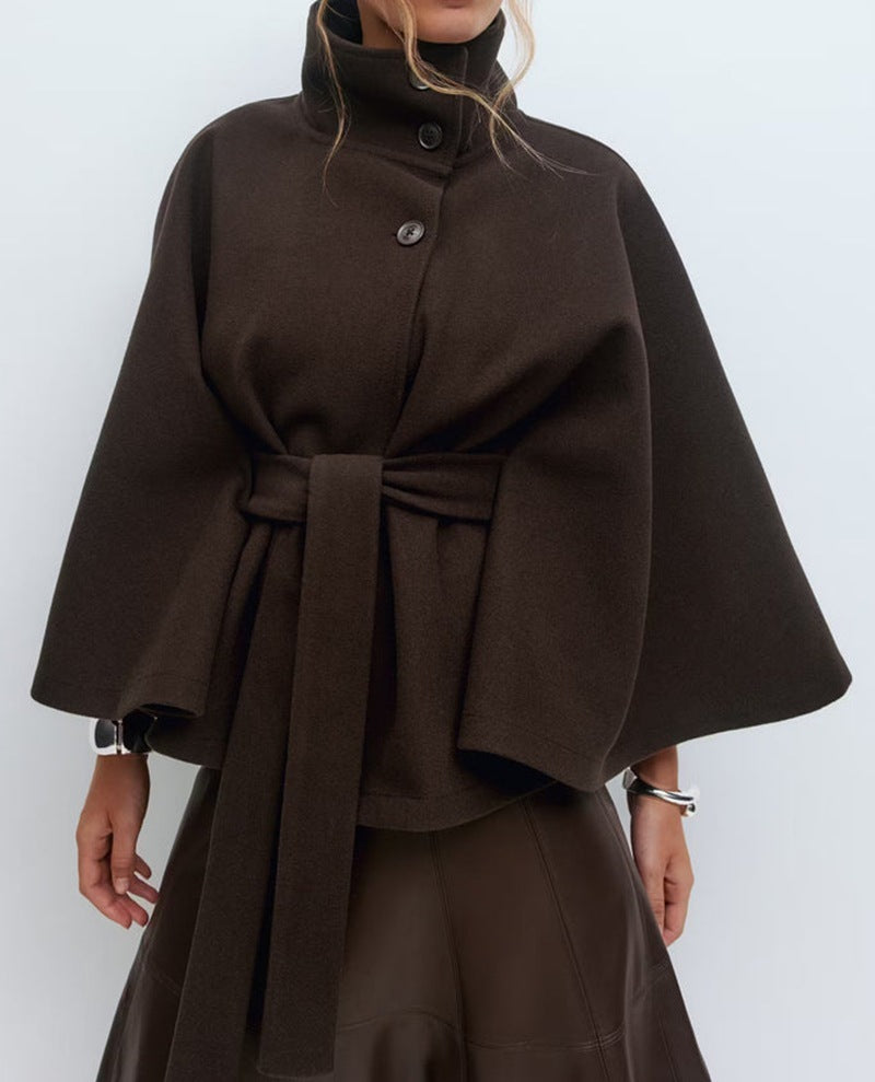 Chic Winter Batwing Belted Trench Coat for Women - LauBelle Brand