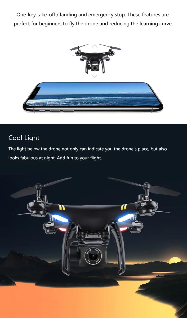GW168 Remote Control Drone with LED Light and 3D Roll Functions