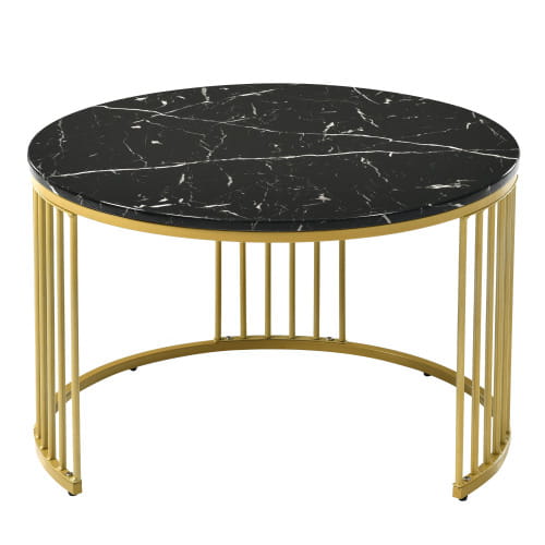 Moderne Nesting Coffee Table Set with Marble Veneer Round Design