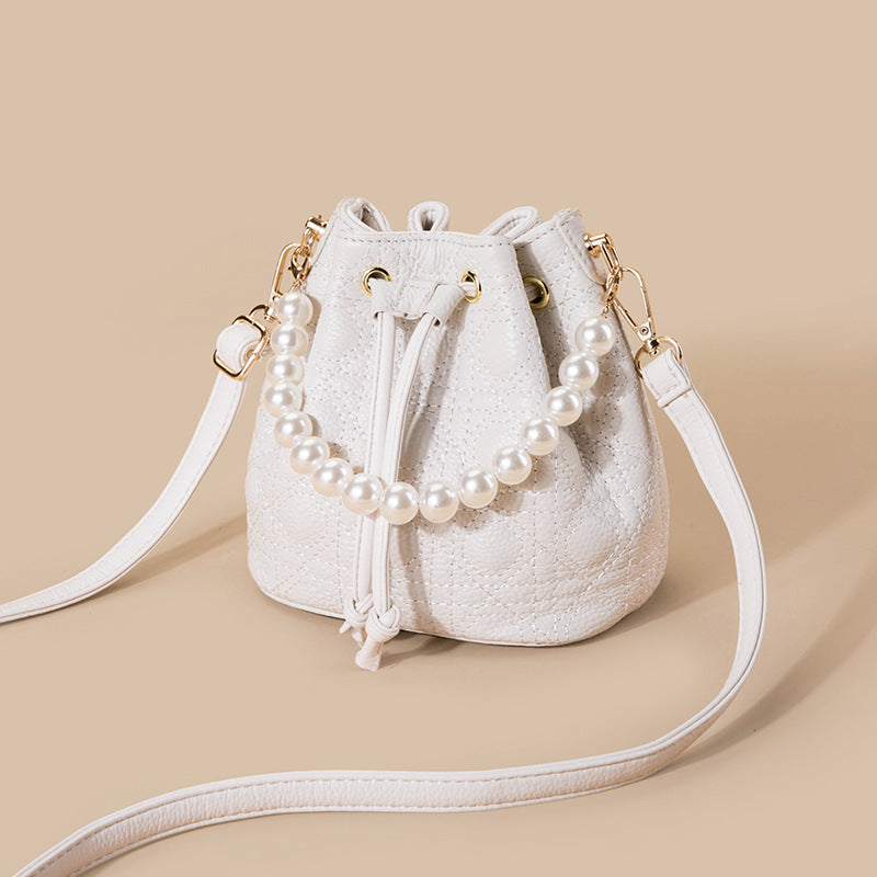PearlCloud Cowhide Bucket Handbag