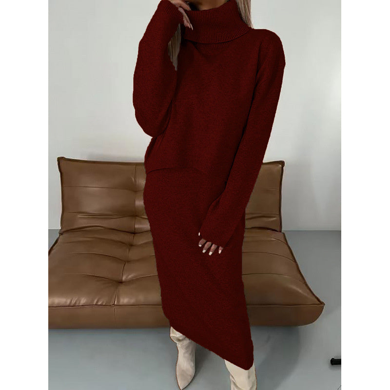 Chic Winter Duo: Turtleneck Sweater & Long Dress Set - LauBelle Brand