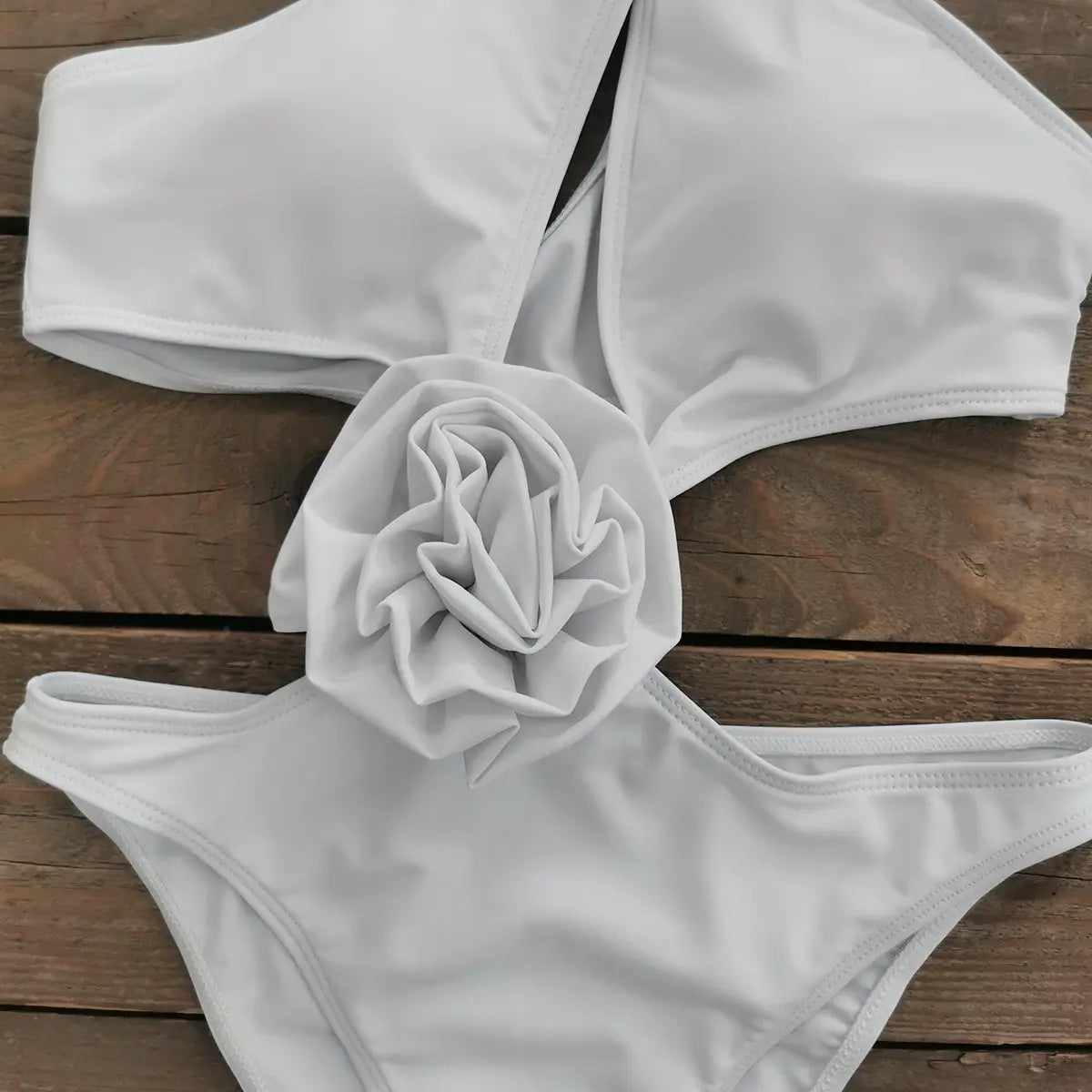 Solid Color Hollow Out One Piece Swimsuit Short Skirt Two-piece Set For Women