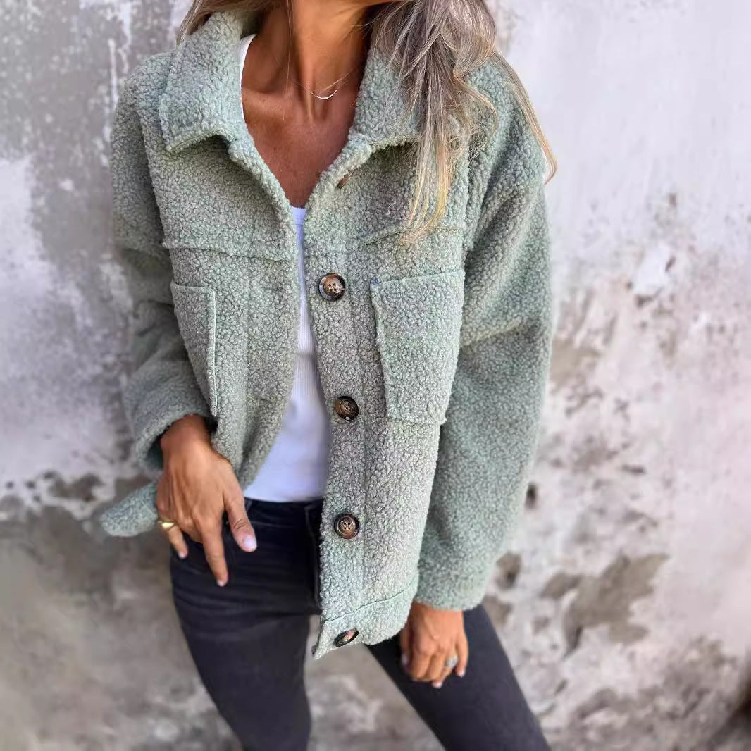 LuxeLamb Women's Wool Lapel Jacket - Winter Warmth - LauBelle Brand