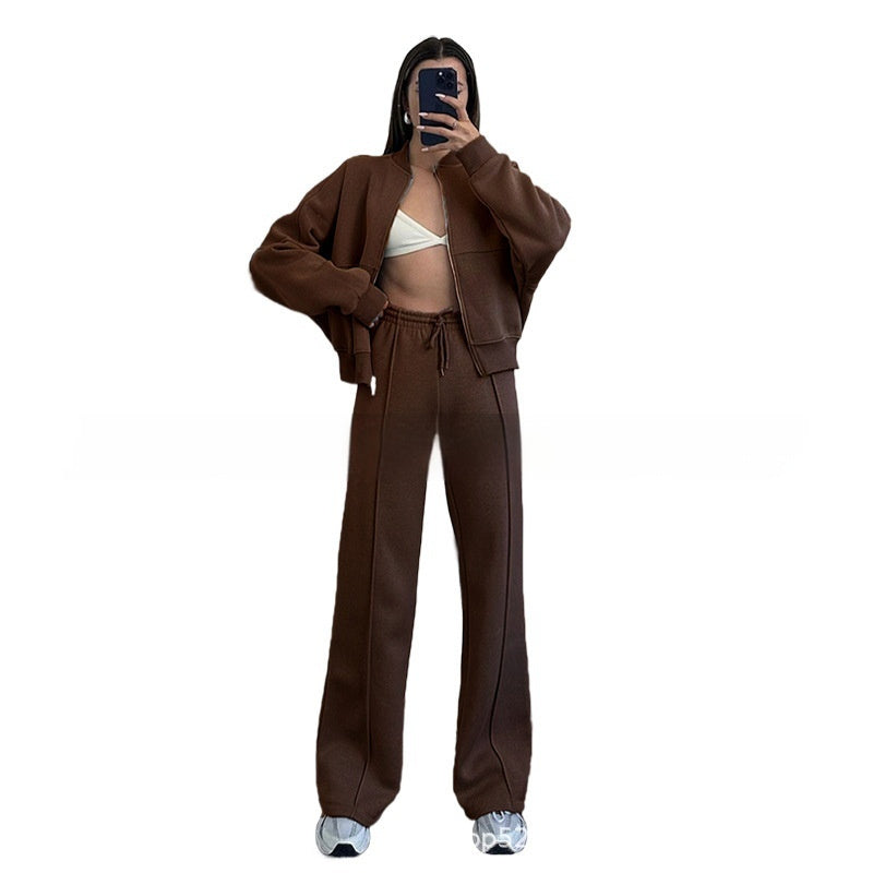 VivaFlex Women's Zipper Jacket & Wide Leg Pant Set - LauBelle Brand
